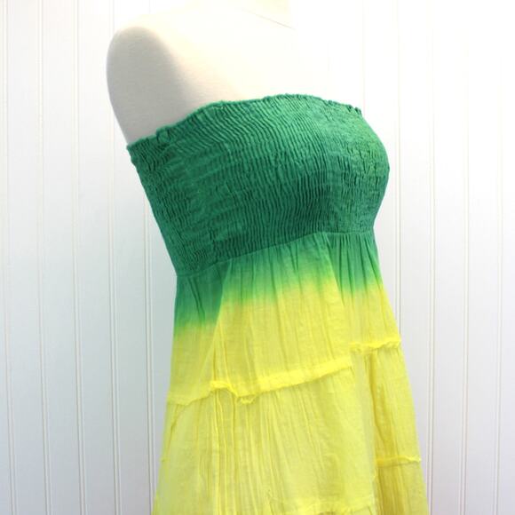 NEW Cute Options Womens S Sundress Smocked Gauzy Reggae Green Yellow Red - Picture 4 of 8